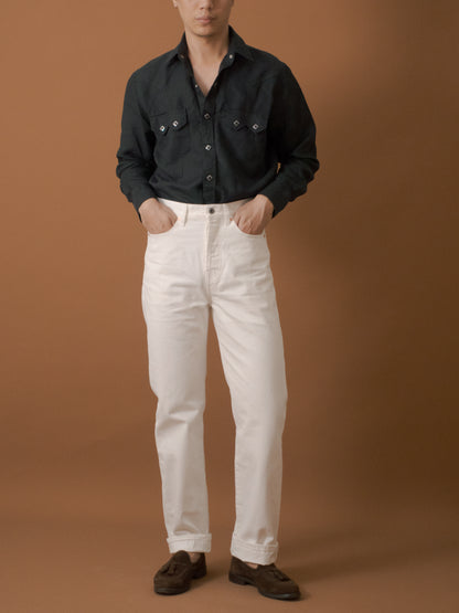 [New model] [HWDW-OFFW2]กางเกงยีนส์สีขาวเอวสูงริมแดง High Waist 90s jeans "off white selvedge"