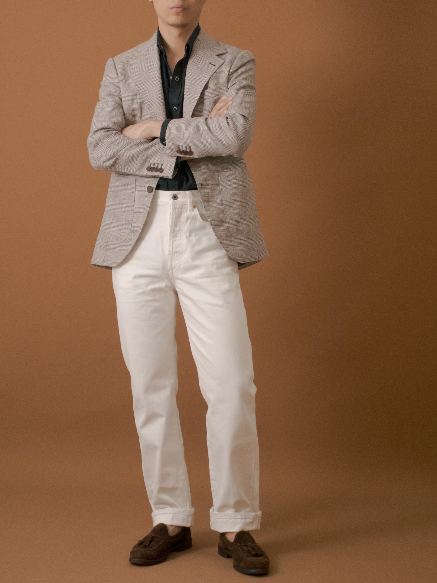 [New model] [HWDW-OFFW2]กางเกงยีนส์สีขาวเอวสูงริมแดง High Waist 90s jeans "off white selvedge"