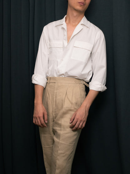 S5-WHITE เสื้อเชิ้ต Cuban collar shirt สี "WHITE"