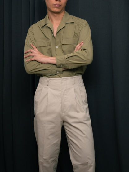 S5-OLIVE เสื้อเชิ้ต Cuban collar shirt สี "OLIVE"