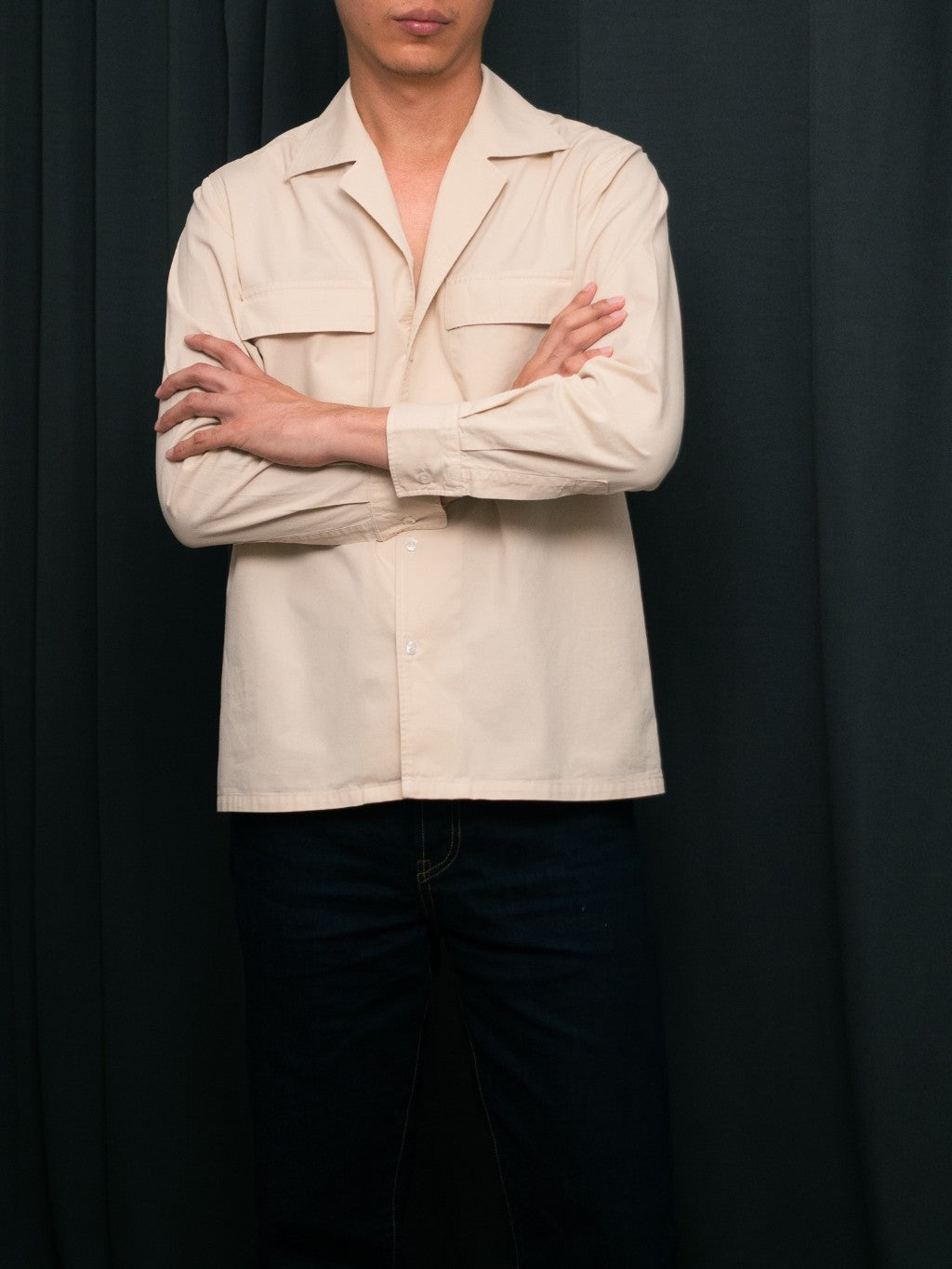 S5-CREAM เสื้อเชิ้ต Cuban collar shirt สี "CREAM"