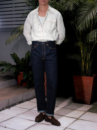 [HWDW-FRAW]กางเกงยีนส์เอวสูงผ้าดิบ High Waist 90s jeans "F**g RAW"