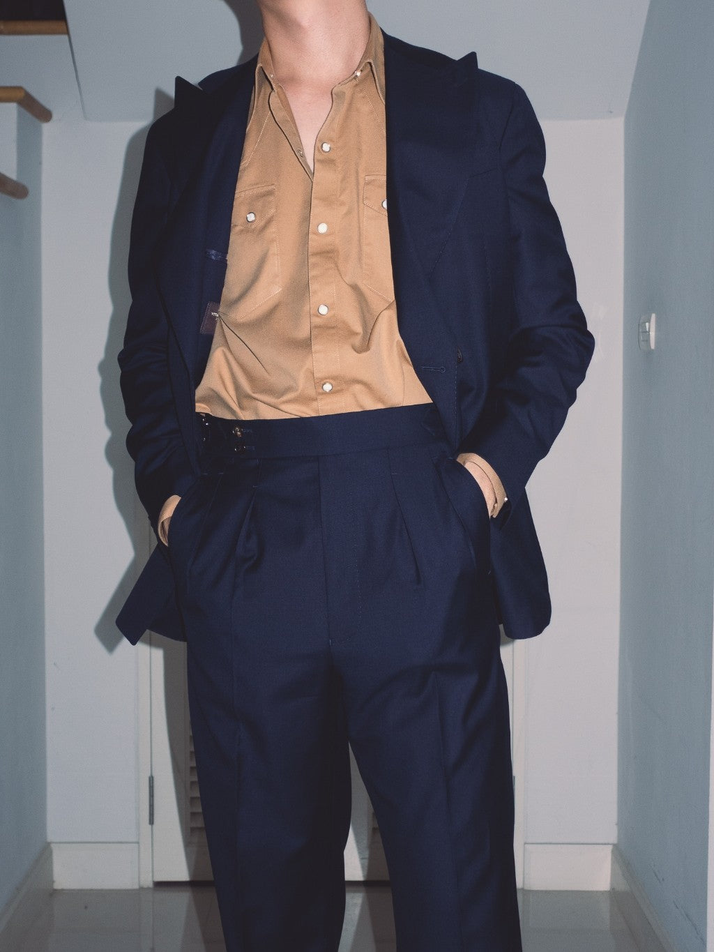 S4W-CAMEL เสื้อเชิ้ต western style moon snap buttons "Camel"