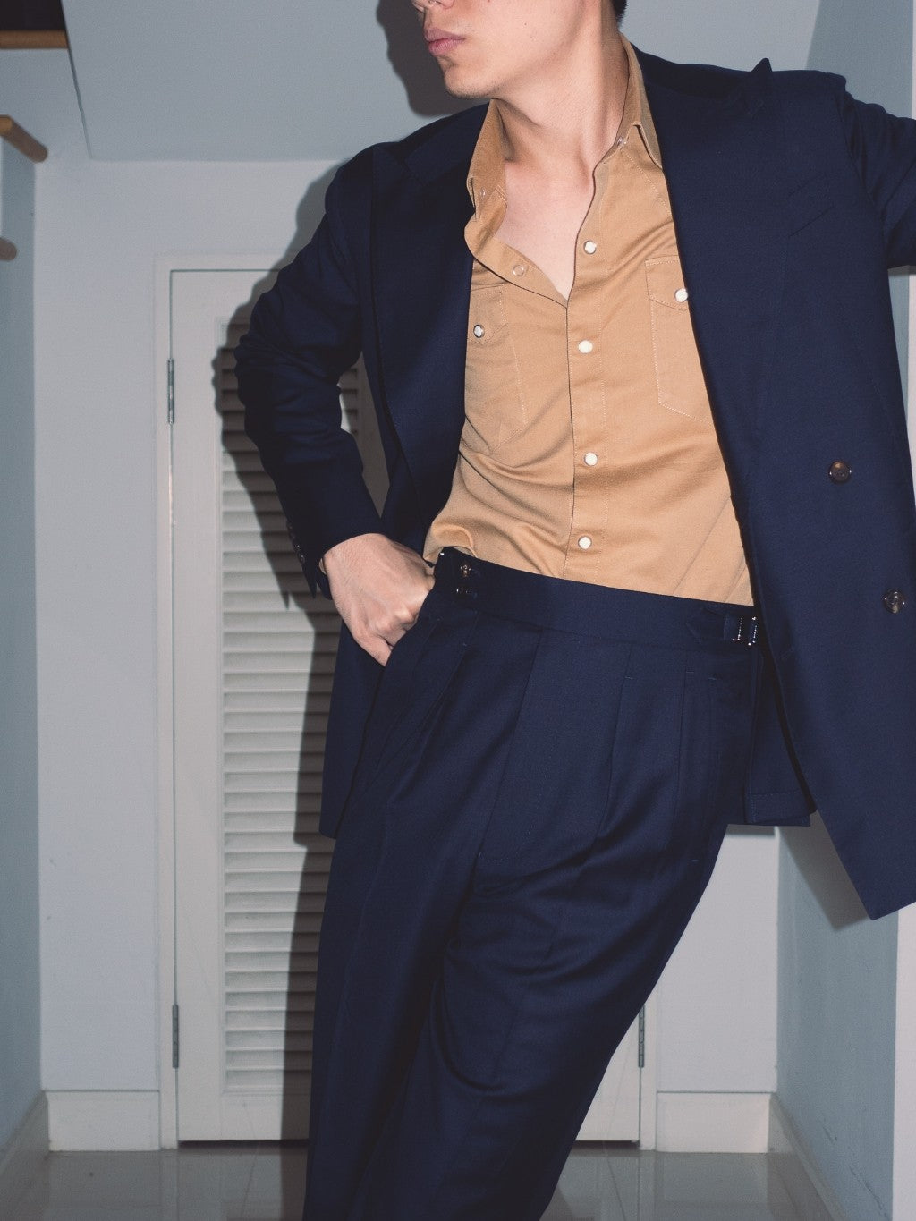 S4W-CAMEL เสื้อเชิ้ต western style moon snap buttons "Camel"