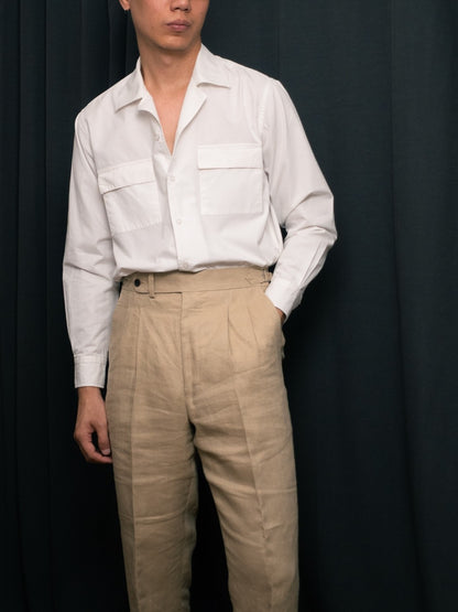 S5-WHITE เสื้อเชิ้ต Cuban collar shirt สี "WHITE"