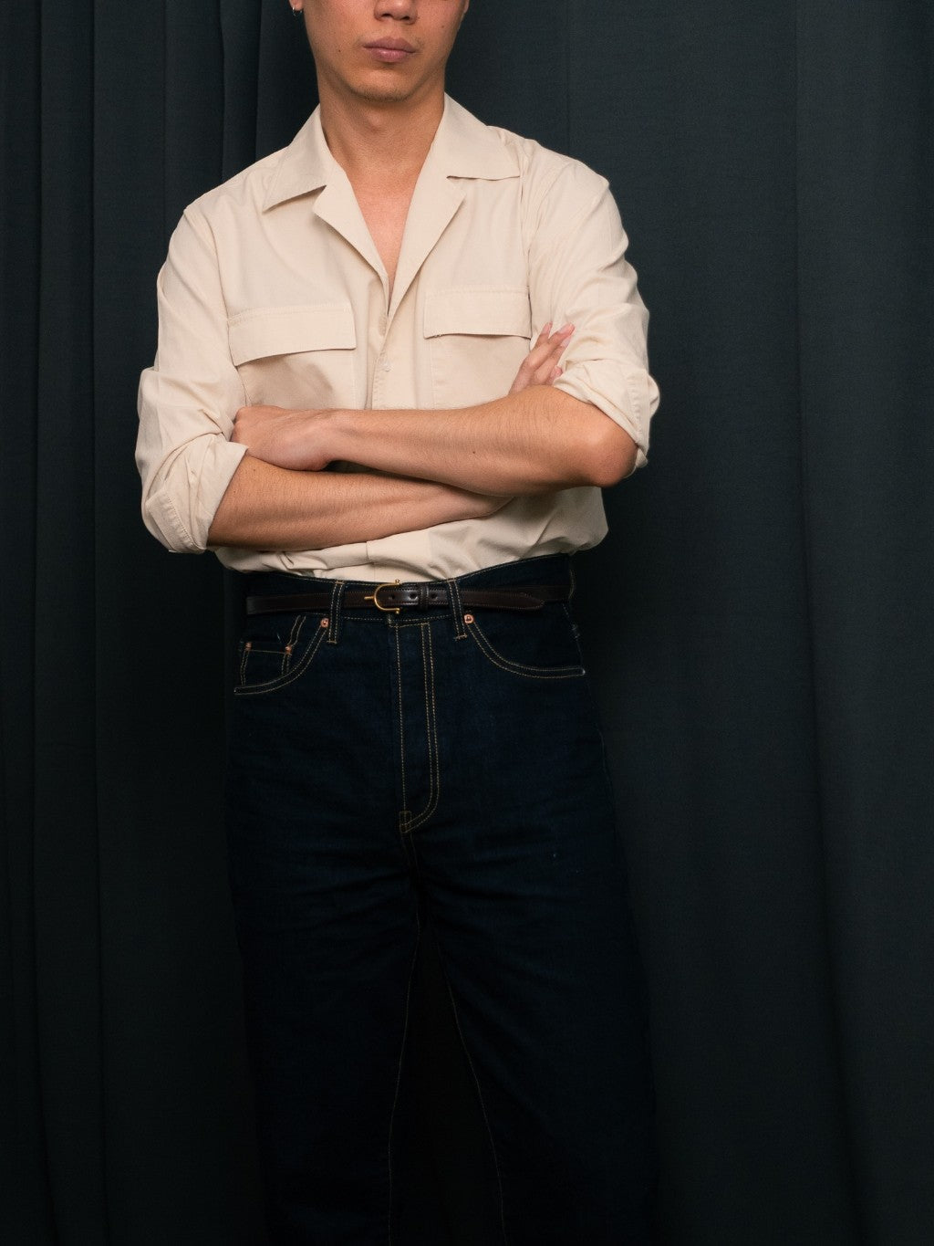 S5-CREAM เสื้อเชิ้ต Cuban collar shirt สี "CREAM"