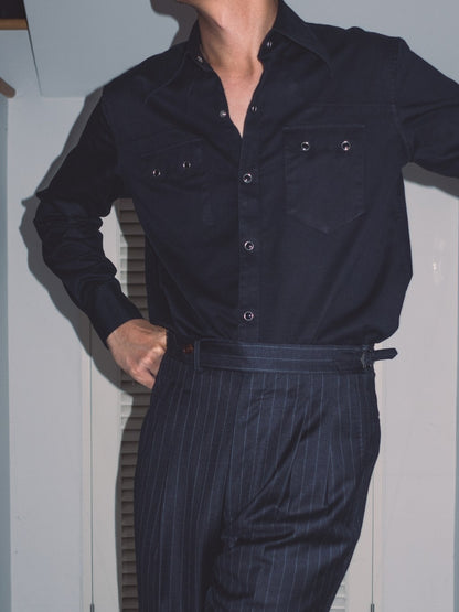 S4W-BLACK เสื้อเชิ้ต western style moon snap buttons "Black"