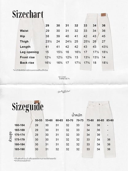 [HWDW-OFFW]กางเกงยีนส์สีขาวเอวสูงริมแดง High Waist 90s jeans "off white selvedge"