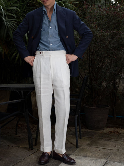 [T9LN-OFFW] กางเกงลินินขายาวเอวสูง Classic High Waist Trousers "OffWhite"