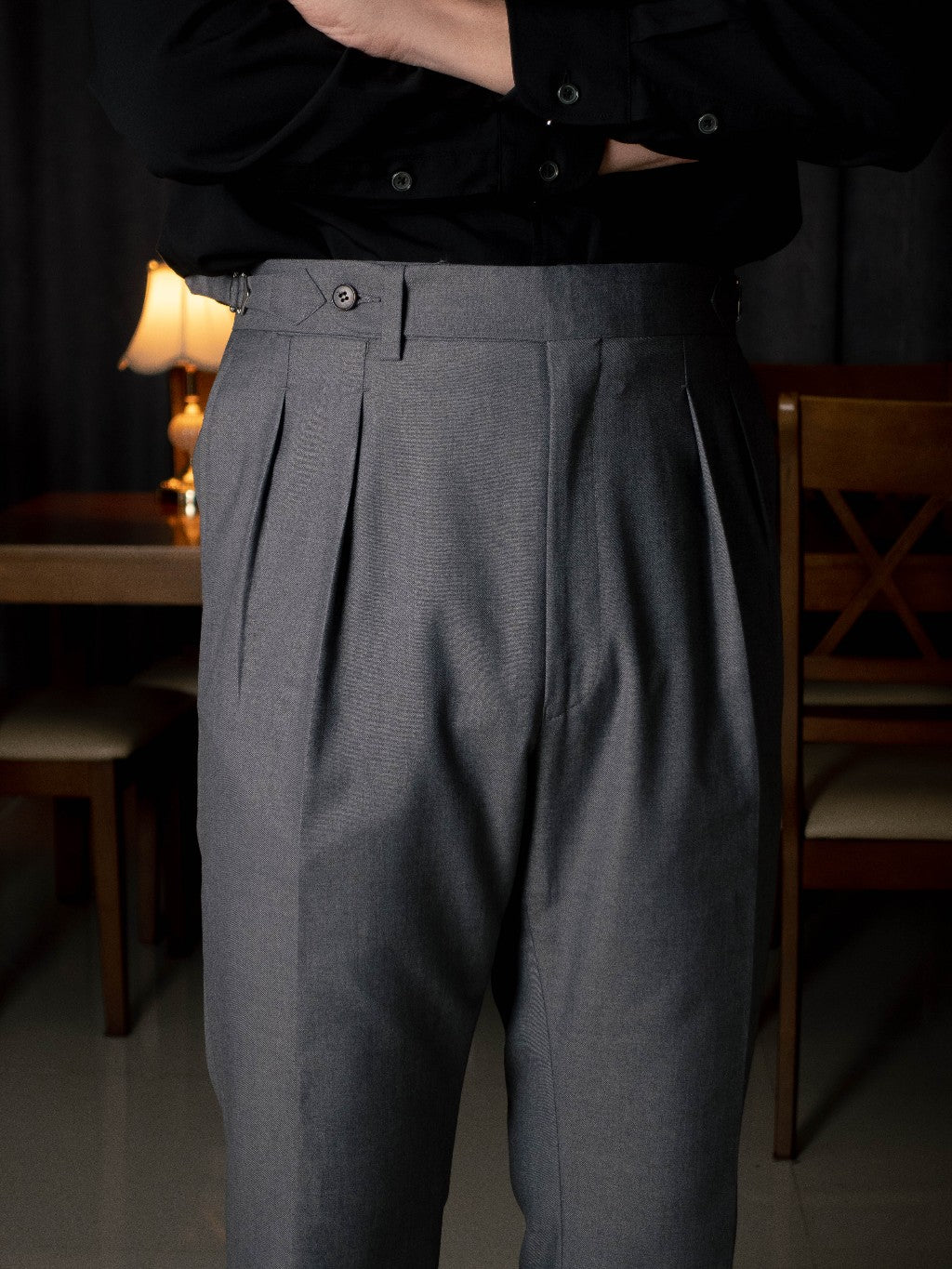 [T7TR-GRAY] กางเกงขายาวเอวสูง Classic High Waist Trousers "Gray"