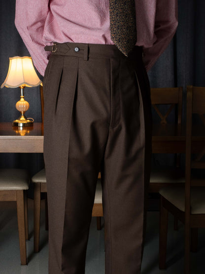 [T7TR-BROWN] กางเกงขายาวเอวสูง Classic High Waist Trousers "Brown"