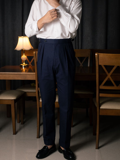 [T8CTN-NAVY] กางเกงขายาวเอวสูง Classic High Waist Trousers "NAVY"
