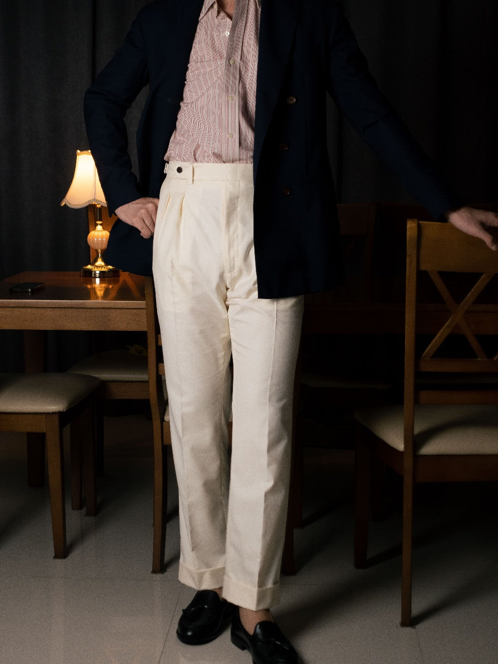 [T7TR-IVORY] กางเกงขายาวเอวสูง Classic High Waist Trousers "IVORY"