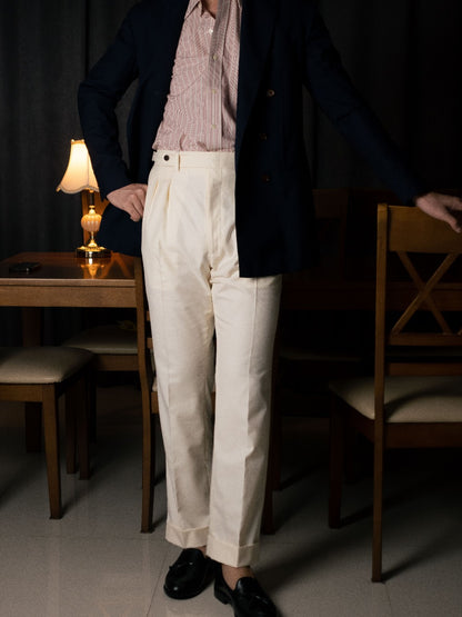 [T7TR-IVORY] กางเกงขายาวเอวสูง Classic High Waist Trousers "IVORY"
