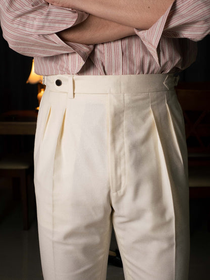 [T7TR-IVORY] กางเกงขายาวเอวสูง Classic High Waist Trousers "IVORY"