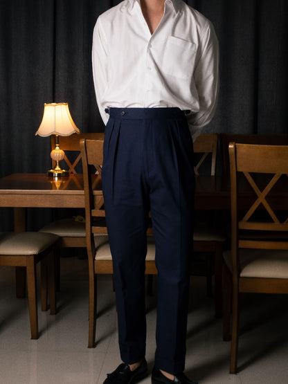 [T8CTN-NAVY] กางเกงขายาวเอวสูง Classic High Waist Trousers "NAVY"