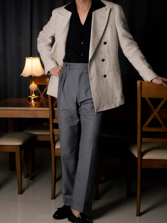 [T7TR-GRAY] กางเกงขายาวเอวสูง Classic High Waist Trousers "Gray"