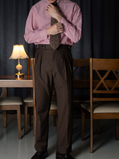 [T7TR-BROWN] กางเกงขายาวเอวสูง Classic High Waist Trousers "Brown"