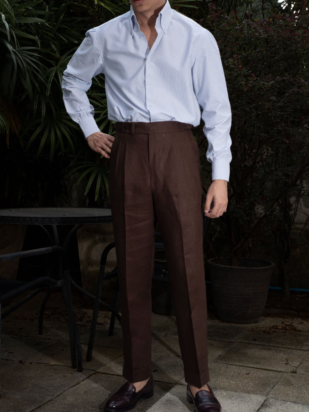 [T9LN-PINE] กางเกงลินินขายาวเอวสูง Classic High Waist Trousers "PINE"