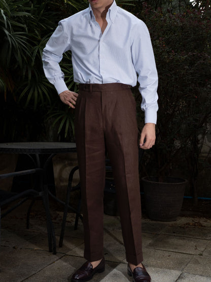 [T9LN-PINE] กางเกงลินินขายาวเอวสูง Classic High Waist Trousers "PINE"