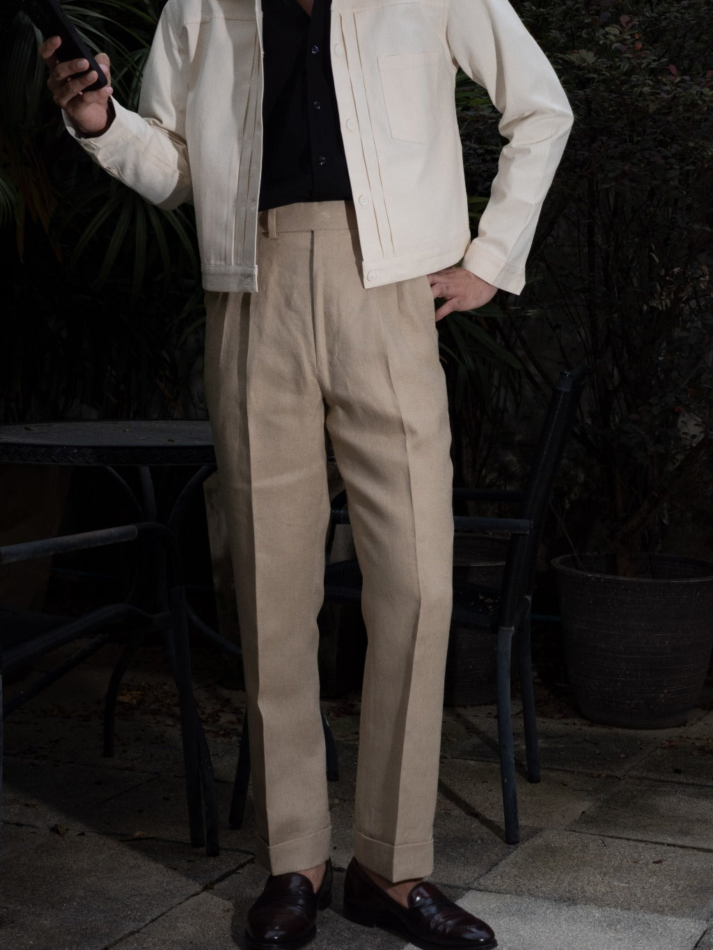[T9LN-TAUPE] กางเกงลินินขายาวเอวสูง Classic High Waist Trousers "TAUPE"