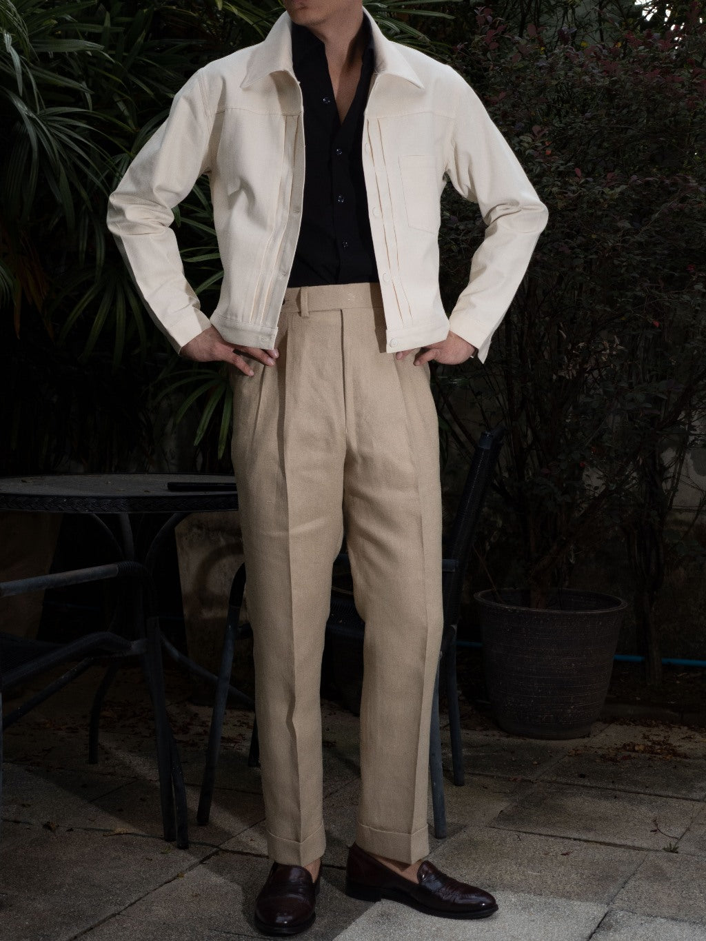 [T9LN-TAUPE] กางเกงลินินขายาวเอวสูง Classic High Waist Trousers "TAUPE"