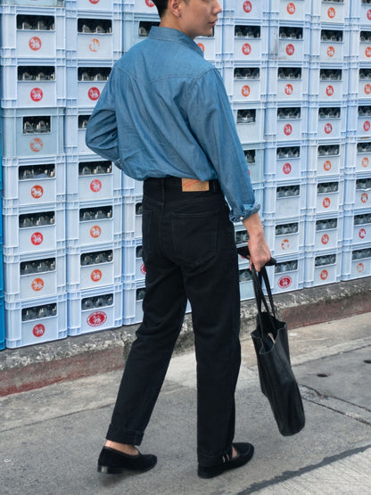[HWDW-VBLACK]กางเกงยีนส์สีดำเอวสูงริมแดง High Waist 90s jeans "Vintage Black"