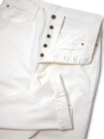 [HWDW-OFFW]กางเกงยีนส์สีขาวเอวสูงริมแดง High Waist 90s jeans "off white selvedge"