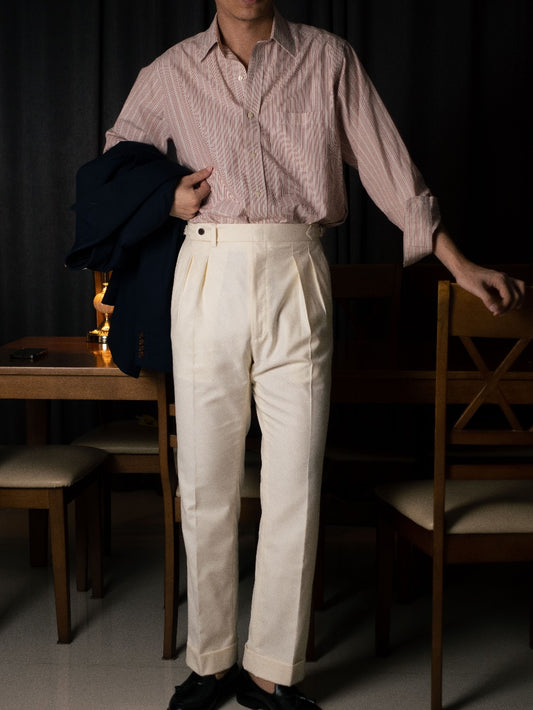 [T7TR-IVORY] กางเกงขายาวเอวสูง Classic High Waist Trousers "IVORY"