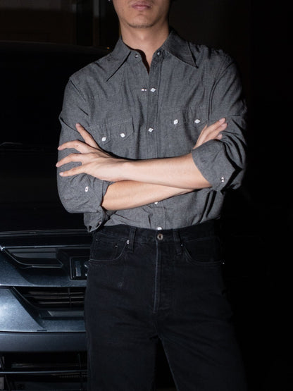 S4WDENIM-BLACK เสื้อเชิ้ต western style ผ้า Chambray "BLACK"