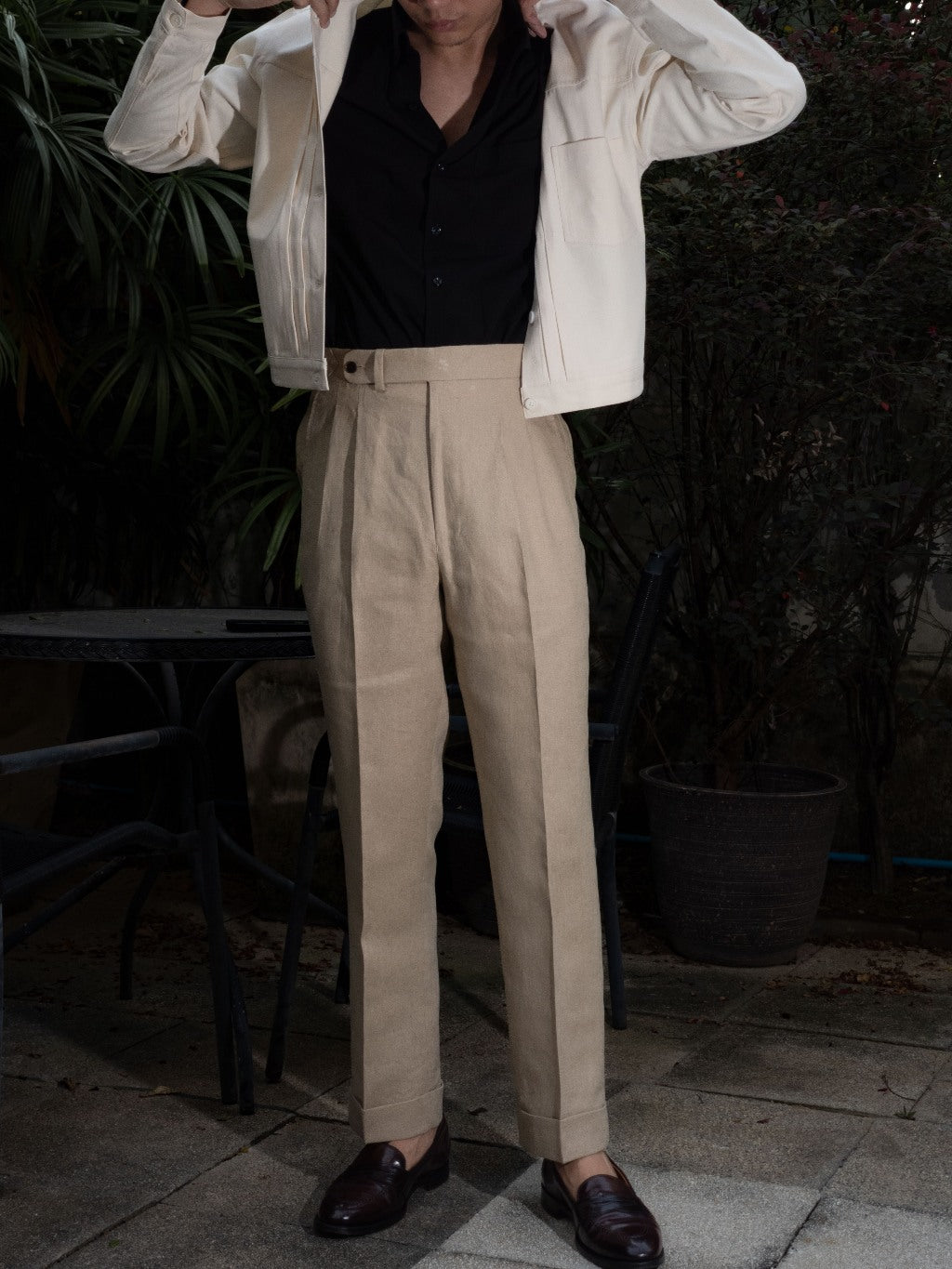[T9LN-TAUPE] กางเกงลินินขายาวเอวสูง Classic High Waist Trousers "TAUPE"