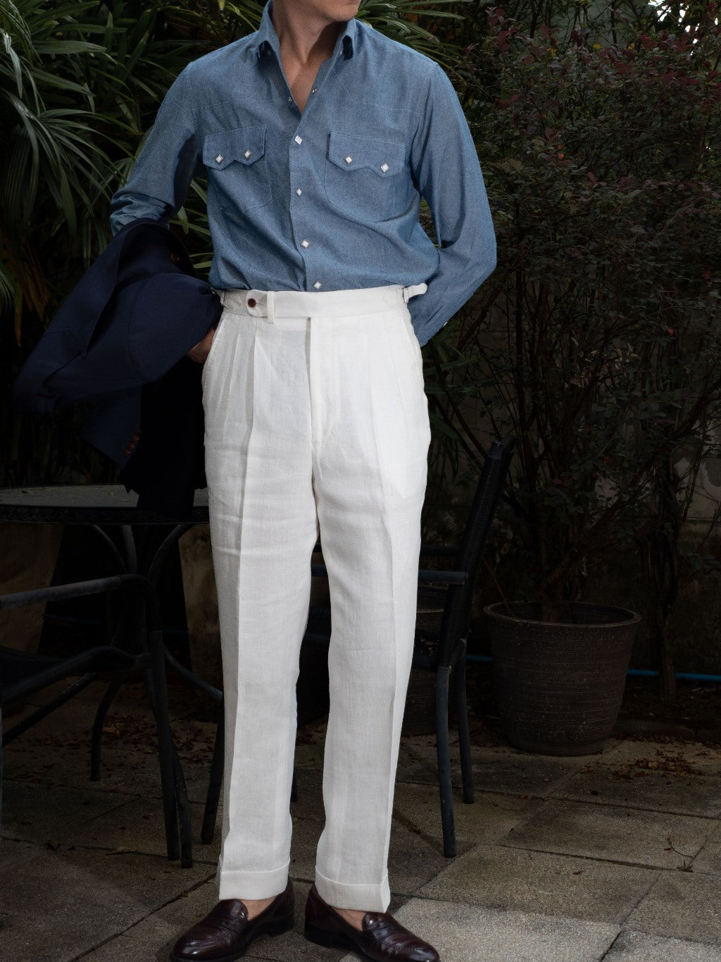 [T9LN-OFFW] กางเกงลินินขายาวเอวสูง Classic High Waist Trousers "OffWhite"