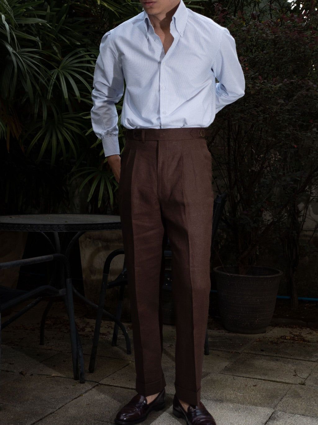 [T9LN-PINE] กางเกงลินินขายาวเอวสูง Classic High Waist Trousers "PINE"