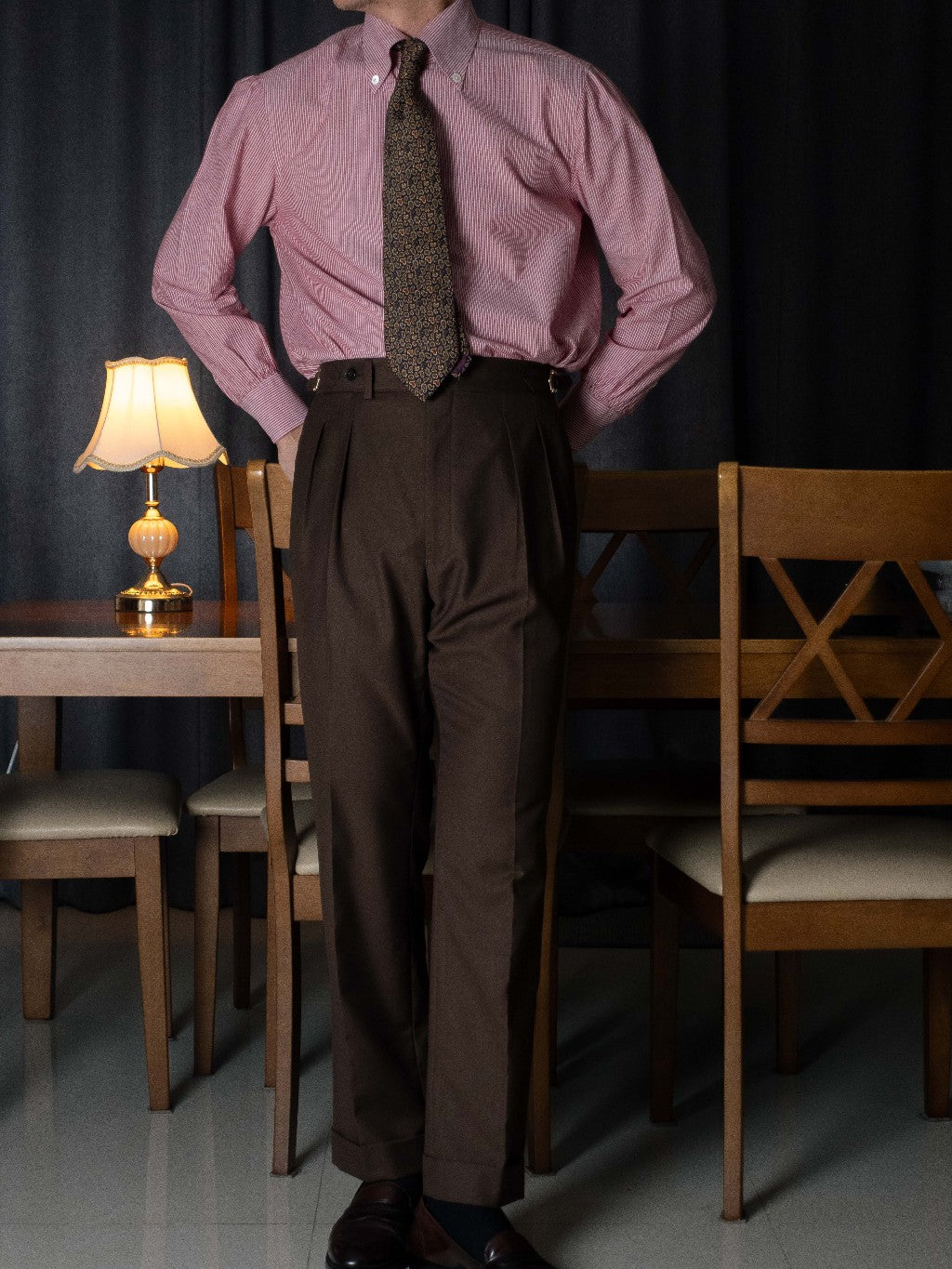 [T7TR-BROWN] กางเกงขายาวเอวสูง Classic High Waist Trousers "Brown"