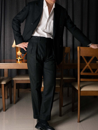 [T7TR-BLACK] กางเกงขายาวเอวสูง Classic High Waist Trousers "Black"
