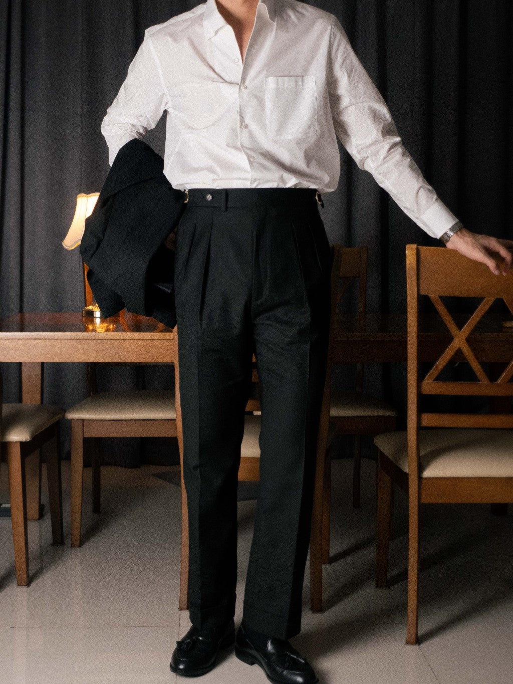 [T7TR-BLACK] กางเกงขายาวเอวสูง Classic High Waist Trousers "Black"