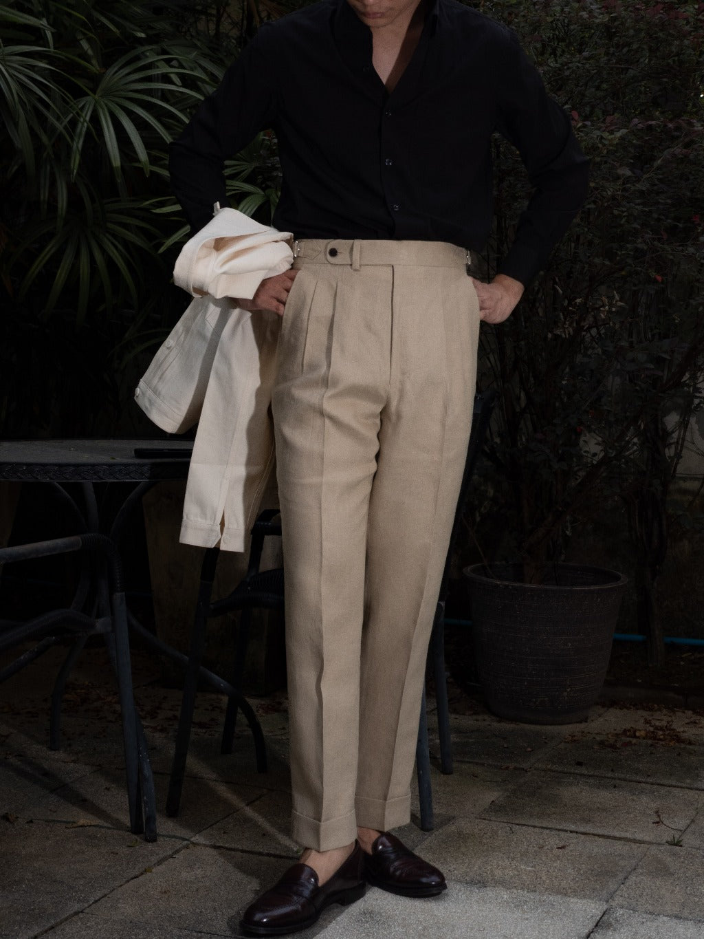 [T9LN-TAUPE] กางเกงลินินขายาวเอวสูง Classic High Waist Trousers "TAUPE"