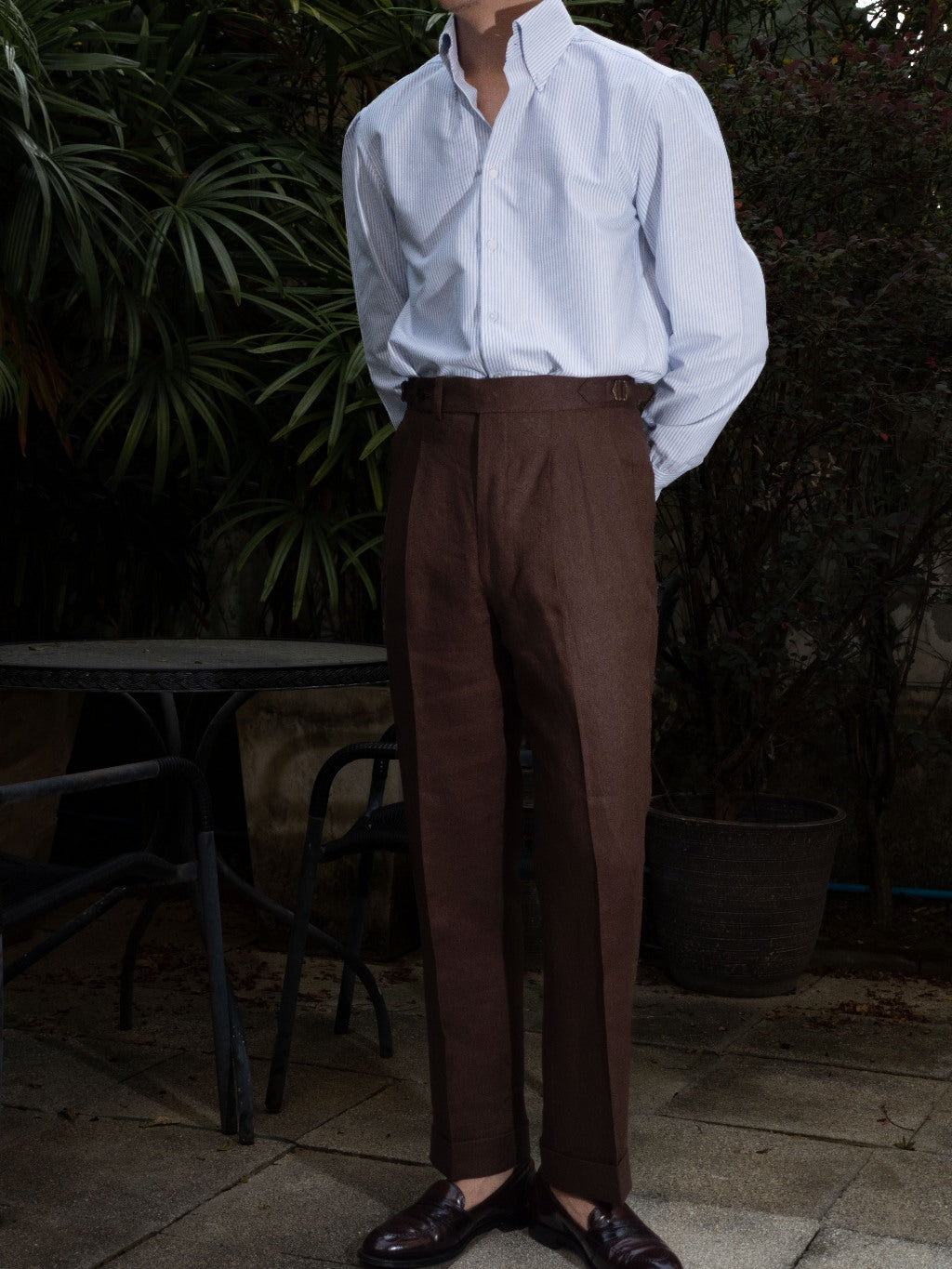 [T9LN-PINE] กางเกงลินินขายาวเอวสูง Classic High Waist Trousers "PINE"