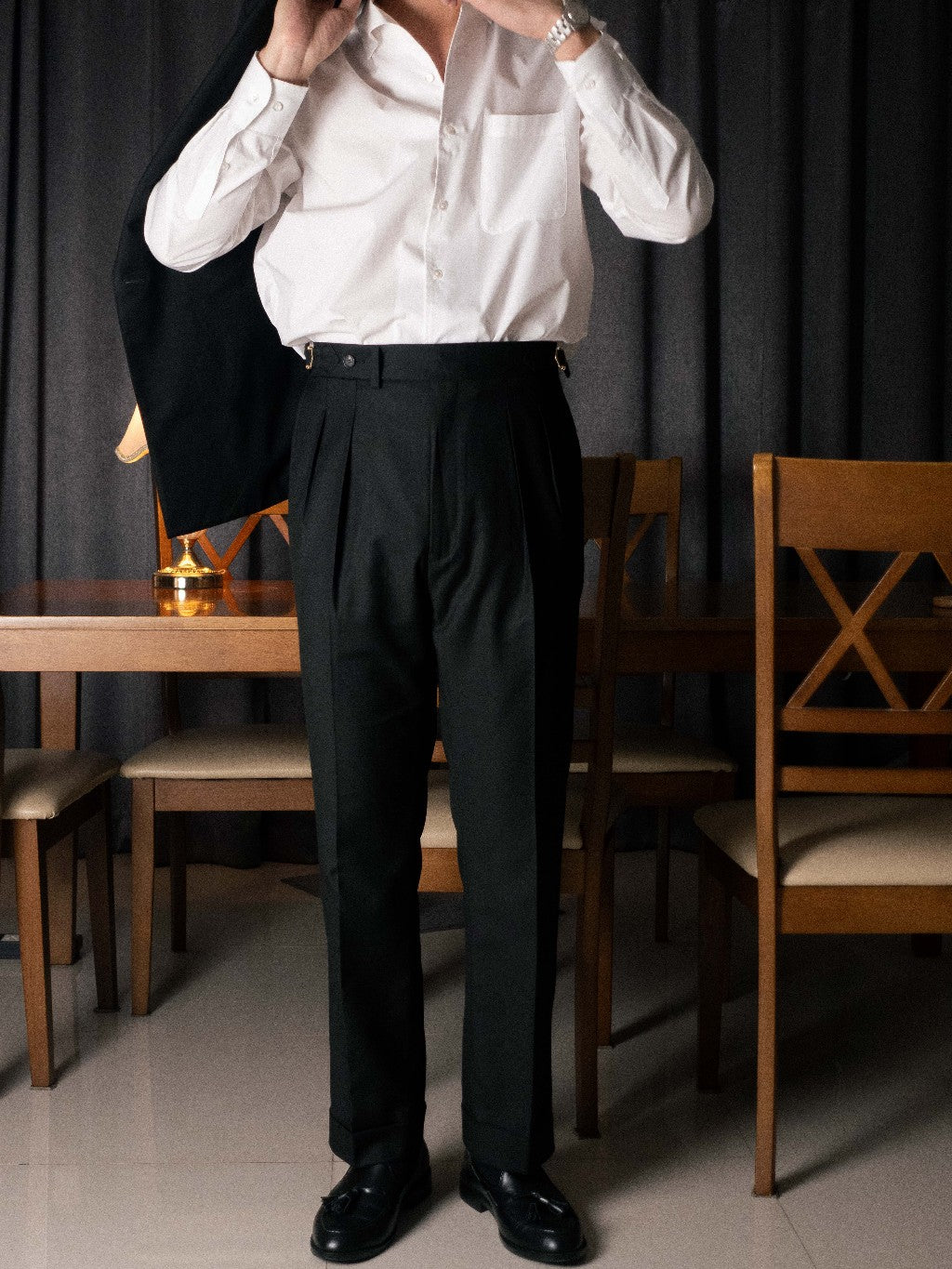 [T7TR-BLACK] กางเกงขายาวเอวสูง Classic High Waist Trousers "Black"