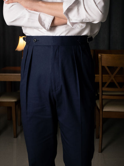 [T8CTN-NAVY] กางเกงขายาวเอวสูง Classic High Waist Trousers "NAVY"