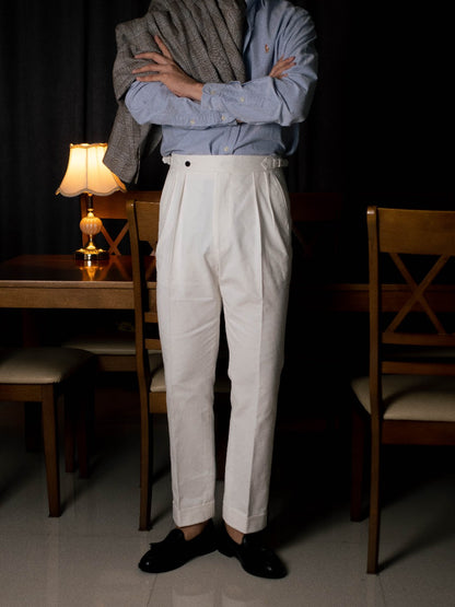 [T8CTN-WHITE] กางเกงขายาวเอวสูง Classic High Waist Trousers "WHITE"