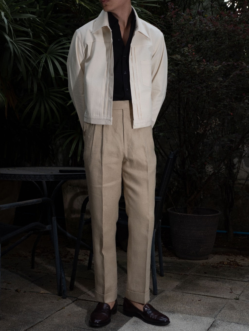 [T9LN-TAUPE] กางเกงลินินขายาวเอวสูง Classic High Waist Trousers "TAUPE"