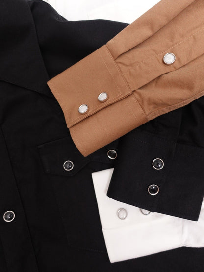 S4W-BLACK เสื้อเชิ้ต western style moon snap buttons "Black"