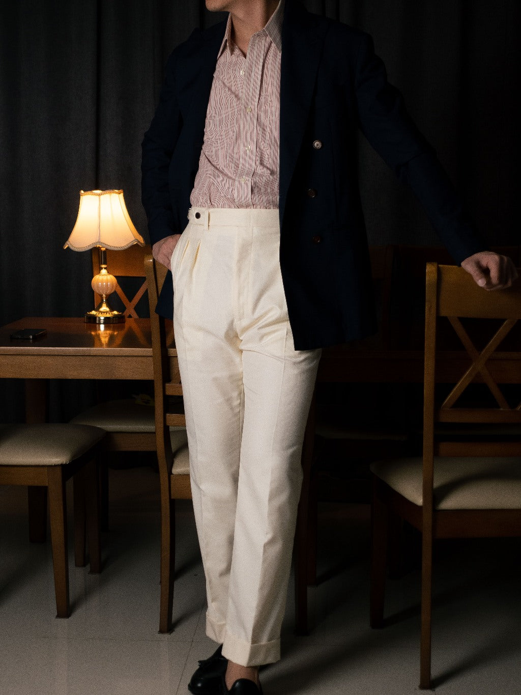 [T7TR-IVORY] กางเกงขายาวเอวสูง Classic High Waist Trousers "IVORY"