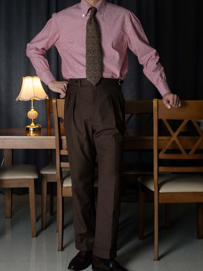 [T7TR-BROWN] กางเกงขายาวเอวสูง Classic High Waist Trousers "Brown"