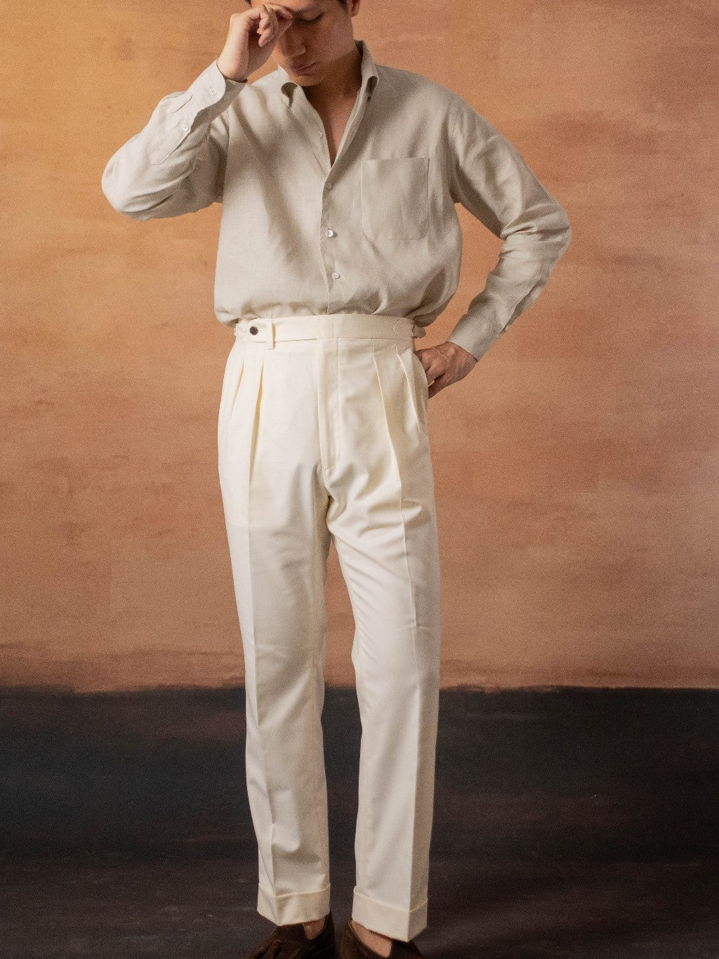 [OPCS-LN-BEIGE] เสื้อเชิ้ตลินิน One Piece Collar Shirt - Classic Shirt