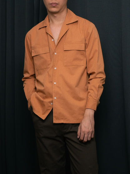 S5-BRICK เสื้อเชิ้ต Cuban collar shirt สี "BRICK"