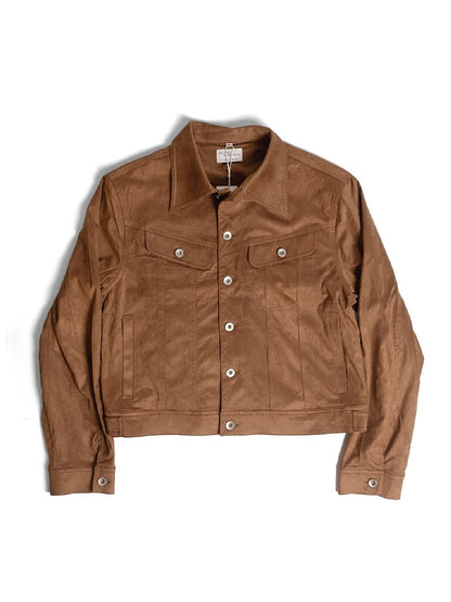 [J2SUEDE-BROWN] Faux Suede Leather jacket ทรง Cropped