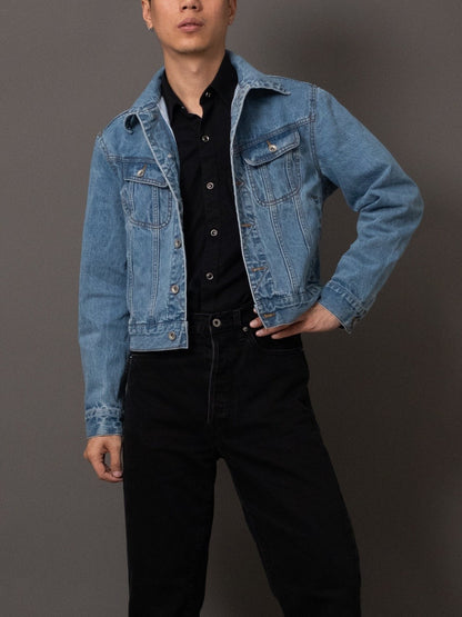 [J5DN-WASH] Cropped rider jacket - Washed Selvedge denim