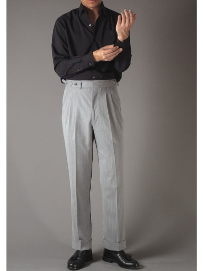 [T9SP-LIGHTG] กางเกงขายาวเอวสูง ลาย Pinstripe Classic High Waist Trousers "LIGHT GRAY"